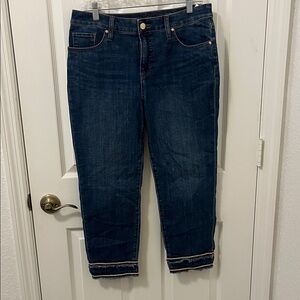 Chico's Dark Blue Embellished Ankle Jeans